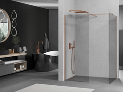 Mexen Kioto paroi de douche Walk-in 80 x 70 cm, transparent, cuivre brossé - 800-080-202-65-00-070