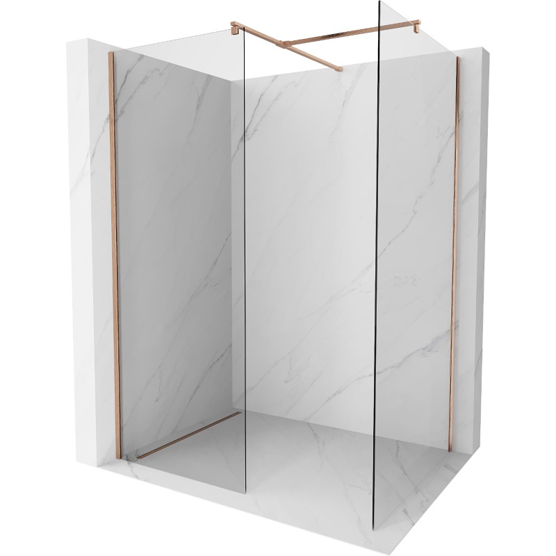 Mexen Kioto paroi de douche Walk-in 85 x 80 cm, transparent, cuivre brossé - 800-085-202-65-00-080