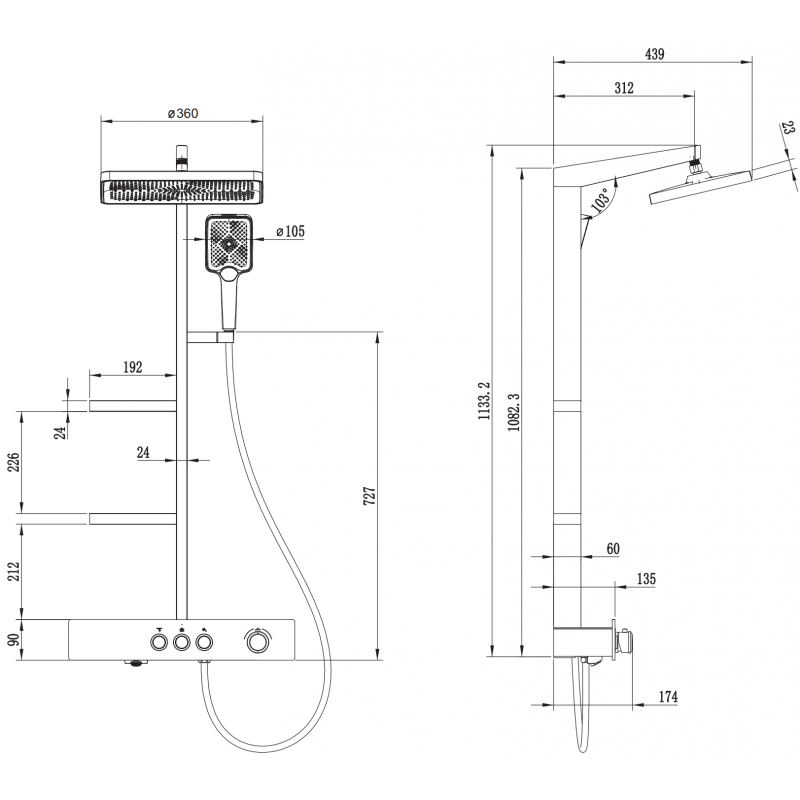 Mexen Saxx ensemble de douche apparent avec pomme de douche et mitigeur, noir - 78102-70