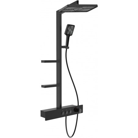 Ensemble de douche apparent avec pommeau de pluie et robinet, noir - 78102-70