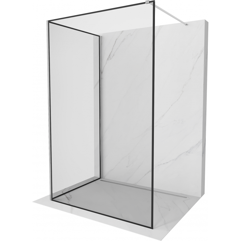 Mexen Kioto paroi de douche Walk-in 100 x 70 cm, motif noir, chrome - 800-100-212-01-70-070