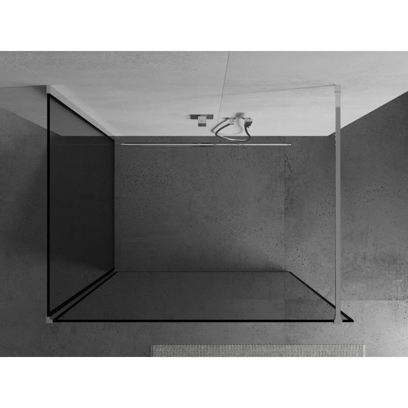 Mexen Kioto paroi de douche Walk-in 100 x 80 cm, cadre noir, chromé - 800-100-212-01-70-080