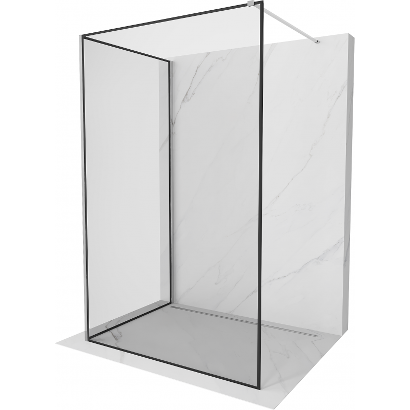 Mexen Kioto paroi de douche Walk-in 140 x 90 cm, cadre noir, chrome - 800-140-212-01-70-090