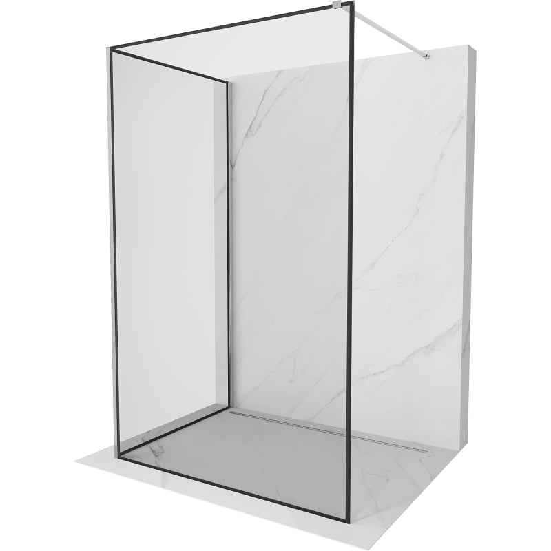 Mexen Kioto paroi de douche Walk-in 100 x 100 cm, cadre noir, chrome - 800-100-212-01-70-100