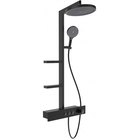 Mexen Plex ensemble de douche en saillie avec douche pluie et robinet, noir - 78103-70