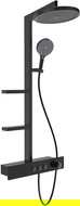 Mexen Plex ensemble de douche en saillie avec douche pluie et robinet, noir - 78103-70