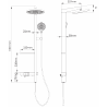 Ensemble de douche sur cloison Mexen Dizzy avec pomme haute et mitigeur, blanc - 78104-20