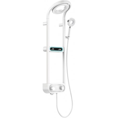 Mexen Peak ensemble de douche encastré avec pomme de douche et robinet, affichage LED, blanc - 78106-20