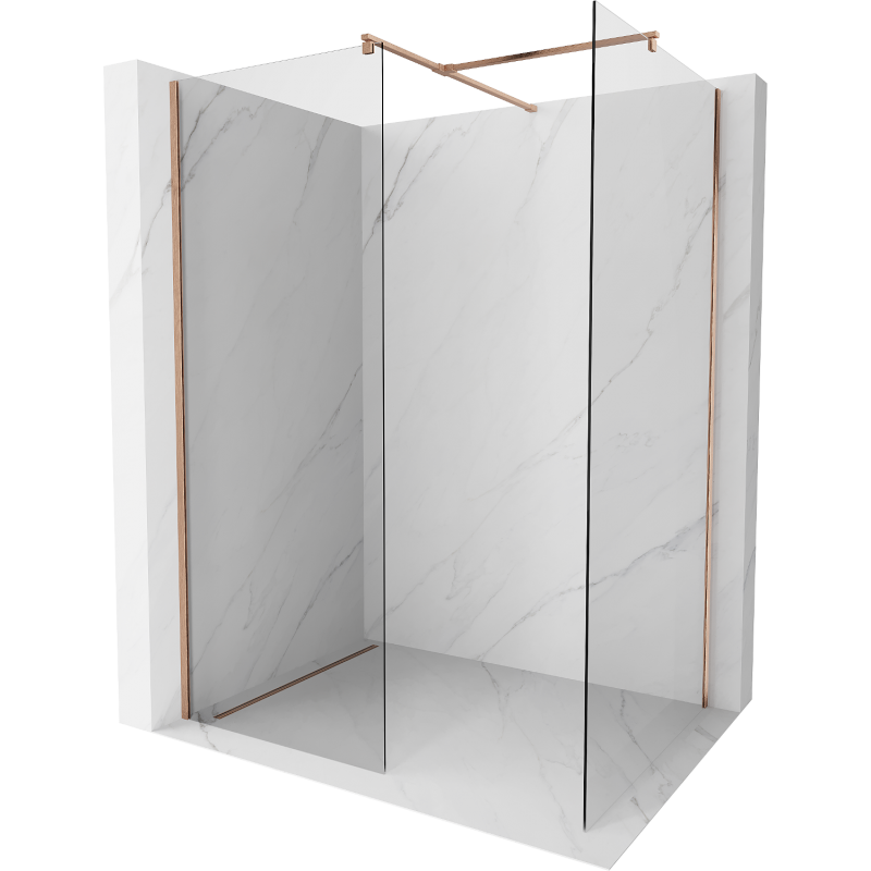 Mexen Kioto paroi de douche Walk-in 125 x 70 cm, transparent, cuivre brossé - 800-125-202-65-00-070