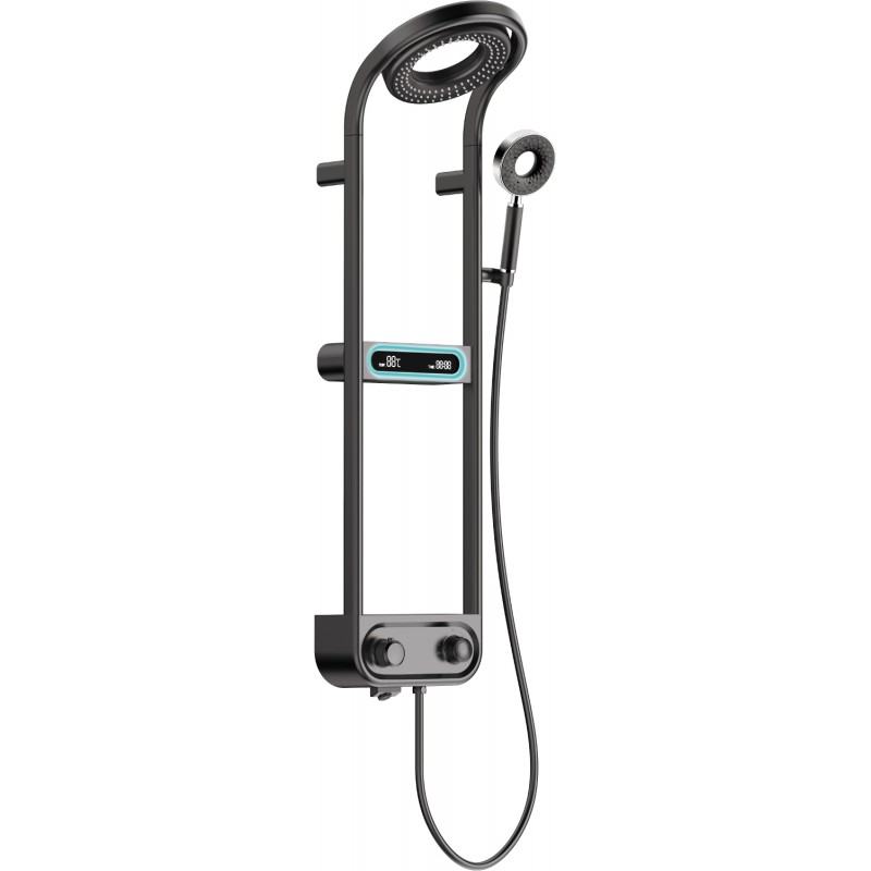 Mexen Peak set de douche en saillie avec pomme de douche et robinet, écran LED, noir - 78106-70