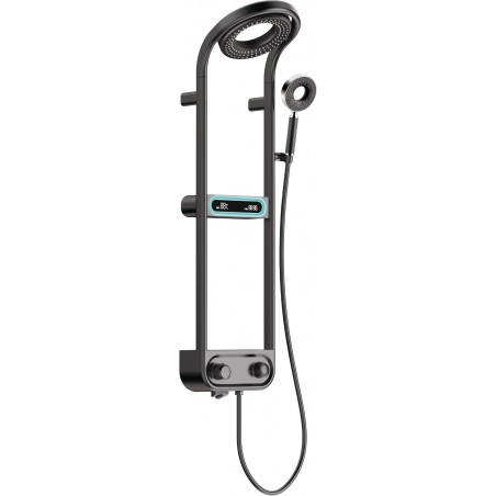 Mexen Peak ensemble de douche mural avec pomme de douche et mitigeur, affichage LED, noir - 78106-70