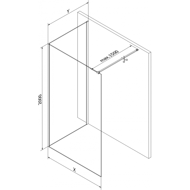 Mexen Kioto paroi de douche Walk-in 130 x 80 cm, transparent, blanc - 800-130-212-20-00-080