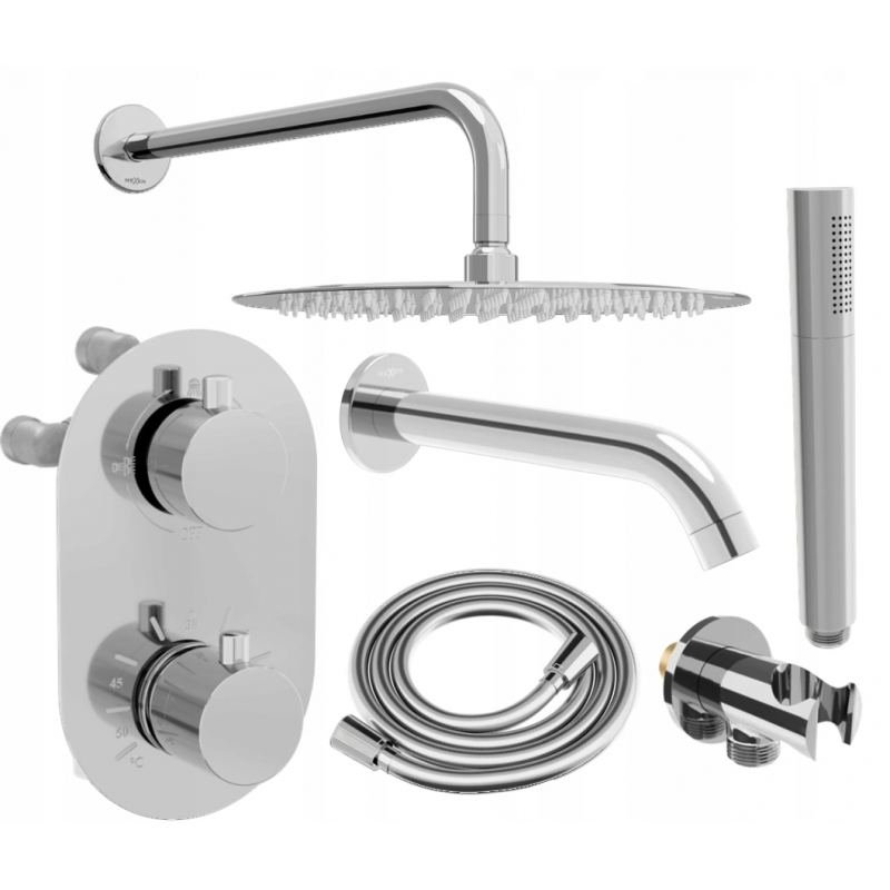 Mexen Kai DR70 ensemble baignoire-douche encastré avec pommeau de douche 30 cm, chrome - 77602DR70301-00