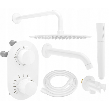 Mexen Kai DR70 ensemble baignoire-douchette encastré avec douche de tête 30 cm, blanc - 77602DR70301-20