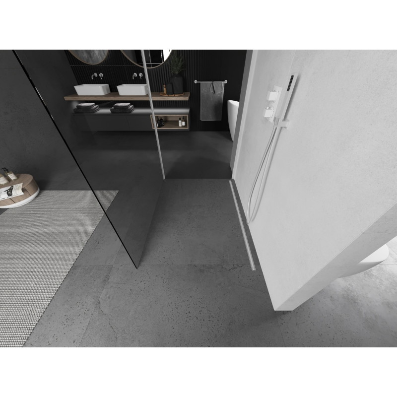 Mexen Kioto paroi de douche Walk-in 140 x 120 cm, transparent, blanche - 800-140-212-20-00-120