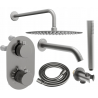 Mexen Kai DR70 ensemble de baignoire-douche encastré avec pomme de douche 30 cm, gris canon brossé - 77602DR70301-66