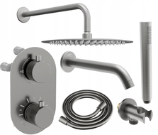 Mexen Kai DR70 ensemble de baignoire-douche encastré avec pommeau de douche 30 cm, graphite - 77602DR70301-66