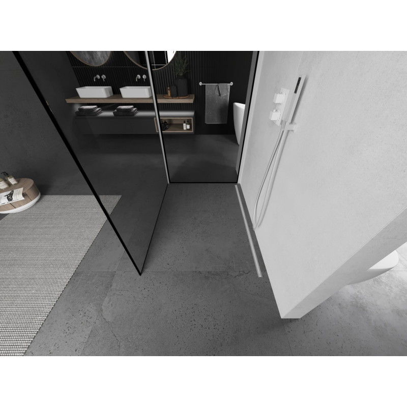 Mexen Kioto paroi de douche Walk-in 110 x 80 cm, cadre noir, blanc - 800-110-212-20-70-080