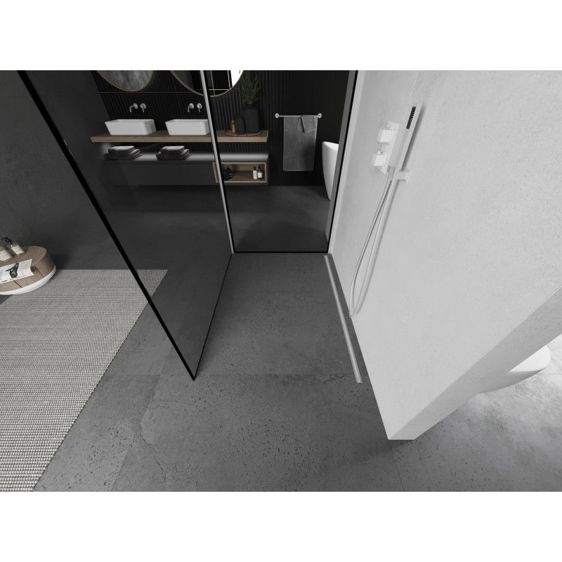 Mexen Kioto paroi de douche Walk-in 110 x 100 cm, cadre noir, blanc - 800-110-212-20-70-100