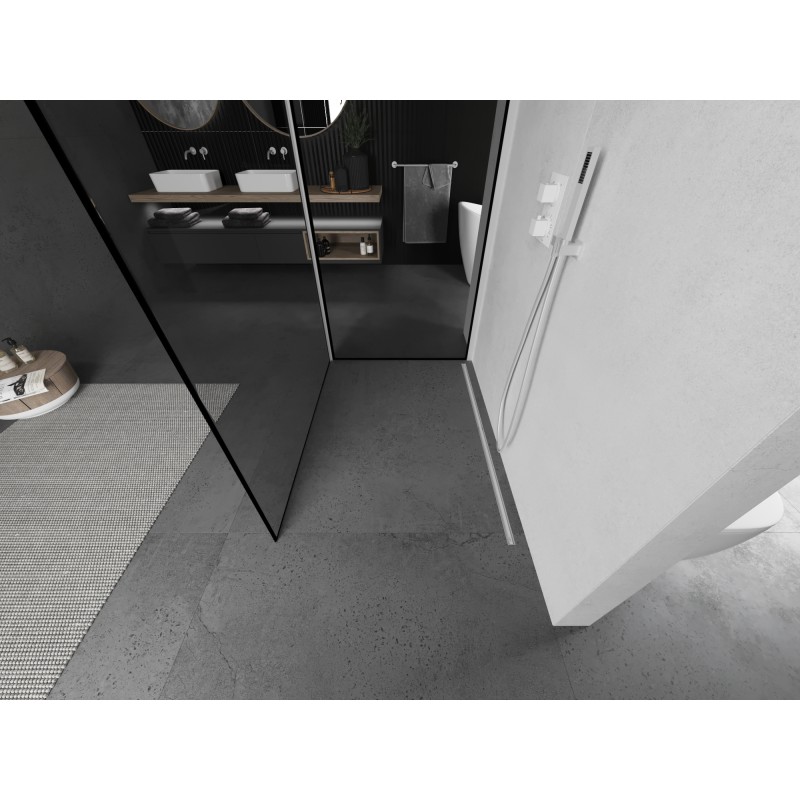 Mexen Kioto paroi de douche Walk-in 110 x 110 cm, cadre noir, blanc - 800-110-212-20-70-110