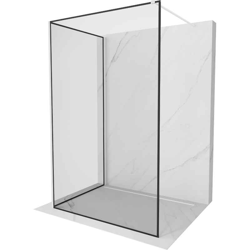 Mexen Kioto paroi de douche Walk-in 140 x 110 cm, cadre noir, blanc - 800-140-212-20-70-110