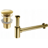 Mexen demi-siphon rond pour lavabo avec bouchon céramique clic-clac, sans trop-plein, Or - 7991050-50