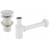 Mexen demi-siphon rond pour lavabo avec bouchon céramique clic-clac, sans trop-plein, Blanc - 7991050-20