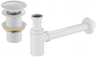Mexen siphon de lavabo demi-rond avec bouchon clic-clac, sans trop-plein, blanc - 7991050-20