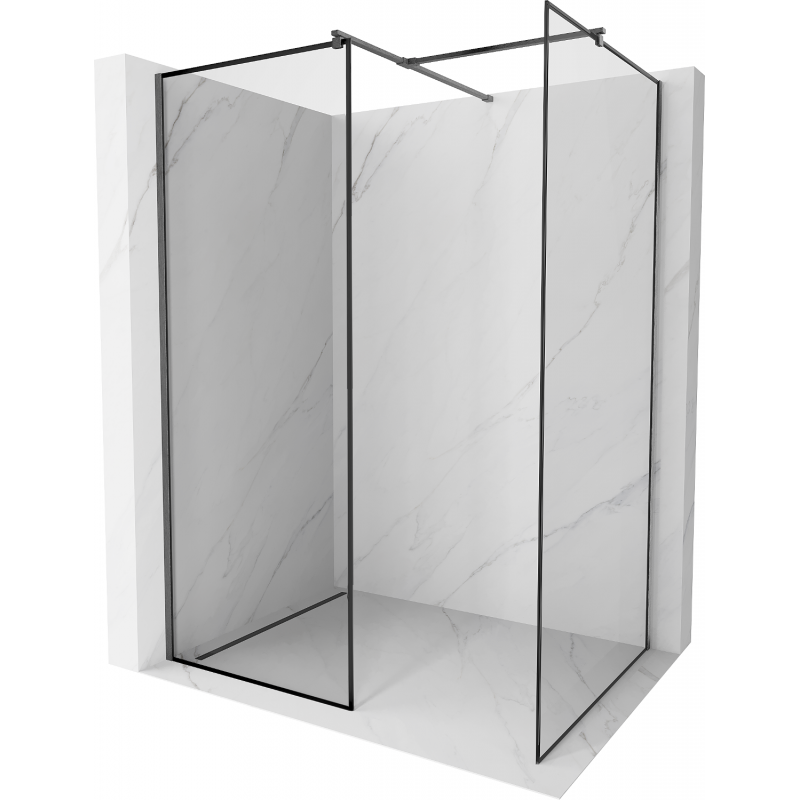 Mexen Kioto paroi de douche Walk-in 120 x 110 cm, cadre noir, gris métallique brossé - 800-120-202-66-70-110