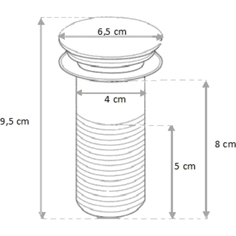 Mexen siphon d'évier demi-circulaire avec bouchon clic-clac, sans trop-plein, gun gray brossé - 7991050-66