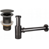 Mexen demi-siphon rond pour lavabo avec bouchon céramique clic-clac, sans trop-plein, Graphite - 7991050-66
