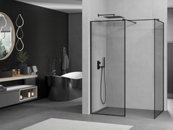 Mexen Kioto cloison de douche Walk-in 80 x 80 cm, cadre noir, noir - 800-080-202-70-70-080