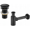 Mexen demi-siphon de lavabo rond avec bouchon clic-clac, sans trop-plein, noir - 7991050-70