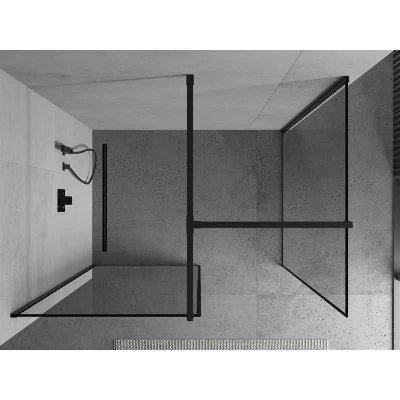 Mexen Kioto cloison de douche Walk-in 160 x 100 cm, cadre noir, noir - 800-160-202-70-70-100