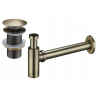 Mexen demi-siphon rond pour lavabo avec bouchon céramique clic-clac, sans trop-plein, Laiton antique- 7991050-40