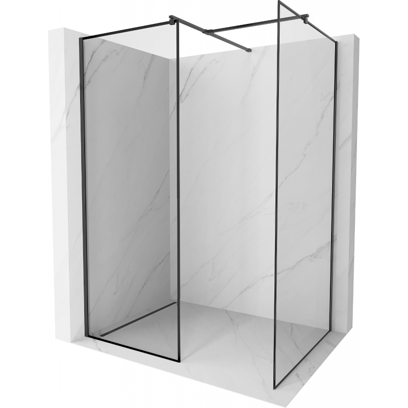 Mexen Kioto paroi de douche Walk-in 150 x 120 cm, cadre noir, noir - 800-150-202-70-70-120