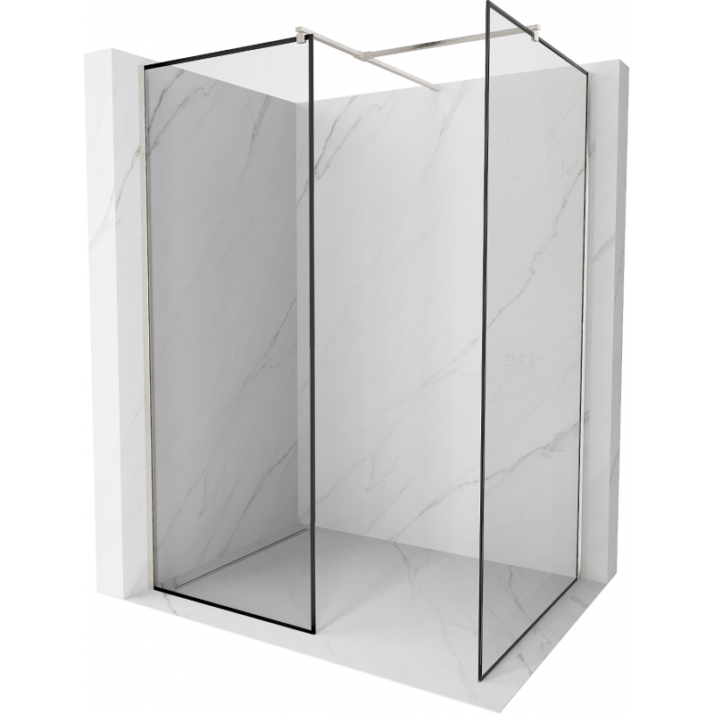 Mur de douche Mexen Kioto Walk-in 70 x 70 cm, motif noir, nickel brossé - 800-070-202-97-70-070