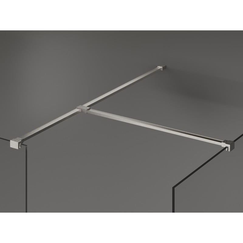 Mexen Kioto cloison de douche Walk-in 140 x 70 cm, cadre noir, nickel brossé - 800-140-202-97-70-070