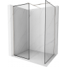 Mexen Kioto paroi de douche Walk-in 90 x 80 cm, cadre noir, nickel brossé - 800-090-202-97-70-080
