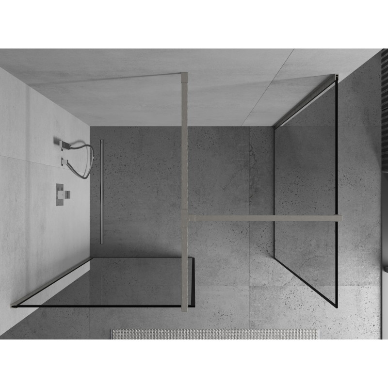 Mexen Kioto paroi de douche Walk-in 160 x 80 cm, cadre noir, nickel brossé - 800-160-202-97-70-080