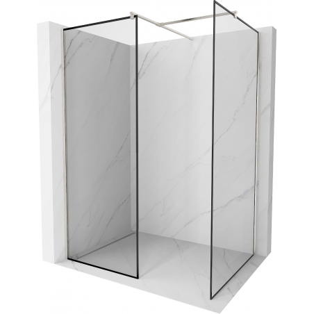 Mexen Kioto paroi de douche Walk-in 100 x 100 cm, cadre noir, nickel brossé - 800-100-202-97-70-100