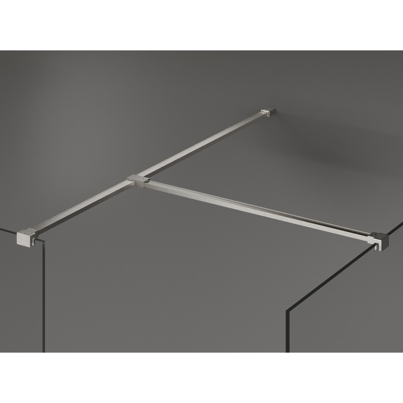 Mexen Kioto paroi de douche Walk-in 100 x 100 cm, cadre noir, nickel brossé - 800-100-202-97-70-100