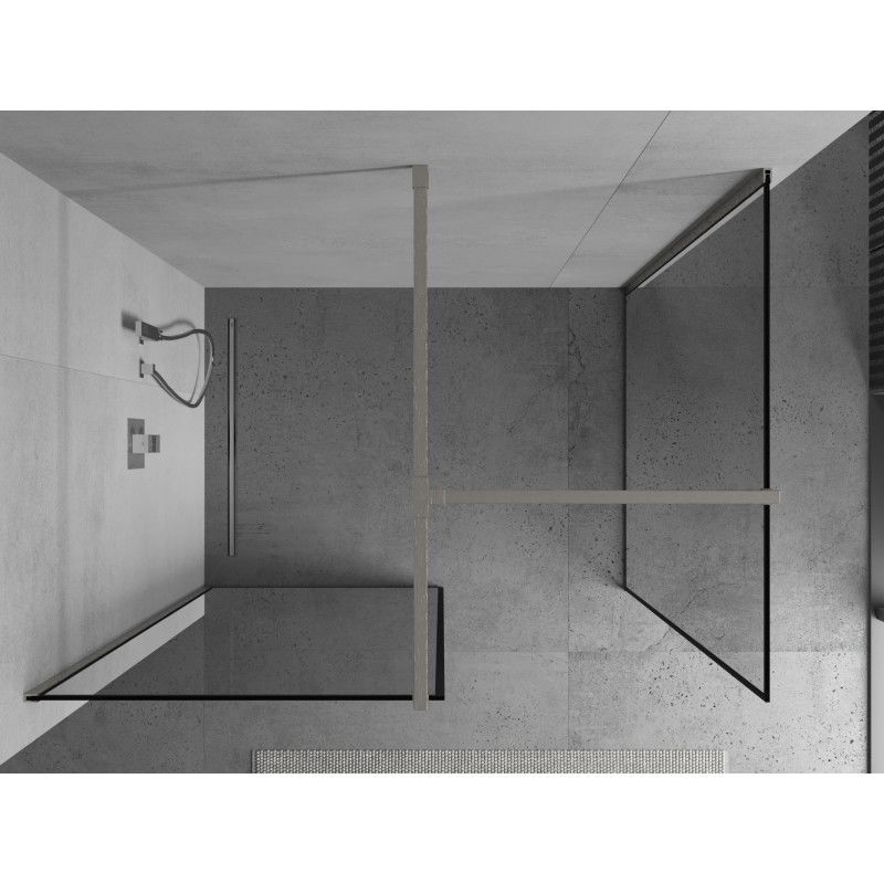Mexen Kioto paroi de douche Walk-in 130 x 100 cm, cadre noir, nickel brossé - 800-130-202-97-70-100