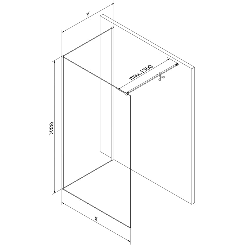 Mexen Kioto paroi de douche Walk-in 90 x 70 cm, transparent, or - 800-090-212-50-00-070