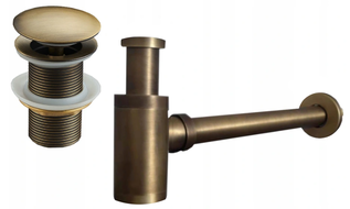 Mexen demi-siphon rond pour lavabo avec bouchon céramique clic-clac, sans trop-plein, Bronze antique - 7991050-30