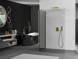 Mexen Kioto paroi de douche Walk-in 140 x 80 cm, transparent, doré - 800-140-212-50-00-080