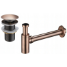 Mexen demi-siphon de lavabo rond avec bouchon click-clack, sans trop-plein, cuivre antique - 7991050-45
