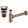 Mexen demi-siphon rond pour lavabo avec bouchon céramique clic-clac, sans trop-plein, Cuivre antique - 7991050-45