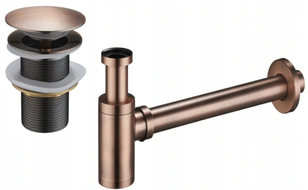 Mexen demi-siphon rond pour lavabo avec bouchon céramique clic-clac, sans trop-plein, Cuivre antique - 7991050-45