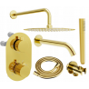 Mexen Kai Ensemble baignoire-douche encastrable DR70 avec pommeau de douche 25 cm, doré - 77602DR70251-50